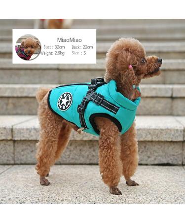2-in-1 Dog Jacket with Dishes for Large Dogs - Warm Outdoor Sports Vest in Turquoise 5XL  - Buy Online on GoSupps.com