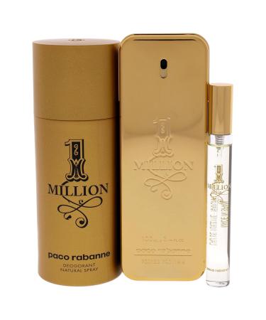 Paco Rabanne 1 Million Men 3.4oz EDT Spray 0.34oz EDT Spray 5.1oz Deodrant Spray 3 Pc Gift Set - Buy Online on GoSupps.com
