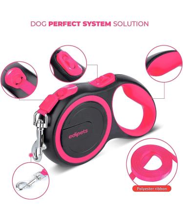 Edipets Extendable Dog Leash - 5m Flexible Retractable Leash for Dogs up to 20kg - Pink Rolinee Flexileine for Comfortable Walks - Buy Online on GoSupps.com