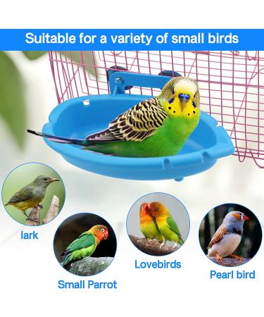 Mygeromon Small Bird Bath for Cage - Hanging Tub Bowl for Parrot/Parakeets/Cockatiels - Blue Birdbath Shower Option - Buy Online on GoSupps.com