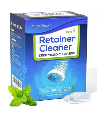 Retainer Cleaner Tablets for Dental Appliances and Night & Mouth Guard  Denture Cleaning Tablets Solution To Offer Confident Smile.(150 Tablets Mint Flavor) 150 Count (Pack of 1)