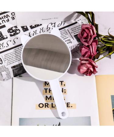 Cat Ear Shaped Travel Handheld Mirror with Handle - White | TOPYHL Cosmetic Mirror - Buy Online on GoSupps.com
