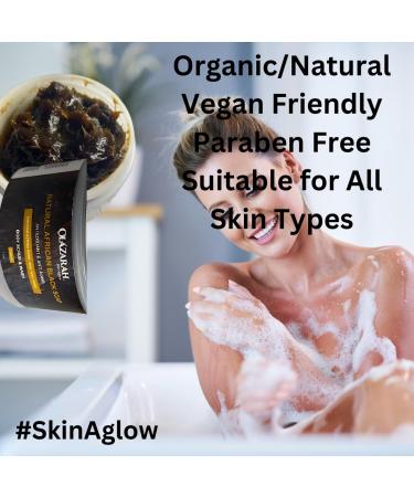 Natural African Black Soap Body Scrub Antioxidant & Anti-Aging with Shea Butter Aloe Vera & Honey | 7 oz | Moisturizing Glowing Skin - Buy Online on GoSupps.com