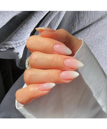 Kxamelie artificial nails long artificial nails gold foil press on nails ballerina acrylic stick on nails 24 pieces for women and girls (ombre)