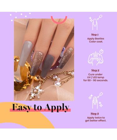 Beetles Dark Burgundy Plum Gel Nail Polish Set - 4 Colors Glitter Metallic Beige White Kit for Gel Manicure at Home - Buy Online on GoSupps.com