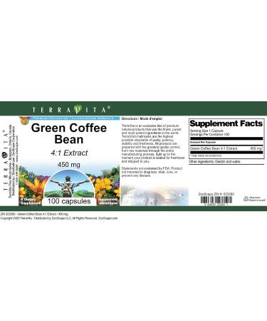 Green Coffee Bean 4:1 Extract - 450 mg (100 Capsules ZIN: 523280) - 3 Pack - Buy Online on GoSupps.com