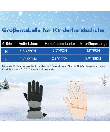 Durio Waterproof Ski Gloves for Kids | Warm Winter Gloves for Ages 6-14 | Black L (10-14 Years) - Buy Online on GoSupps.com