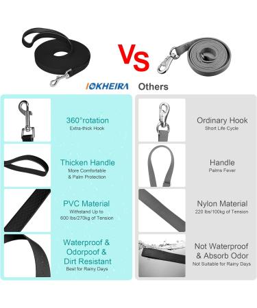 IOKHEIRA 10M Black Waterproof Dog Training Lead | Sturdy Hand Loop | for Large Medium Small Dogs - Buy Online on GoSupps.com