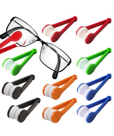 Zlongron Mini Eye Glasses Lens Cleaner Soft Brush Cleaning Tool Microfiber with Eye Glasses Cleaner Wipes Together 360 Degrees on The Lens Cleaning (10 Pieces)