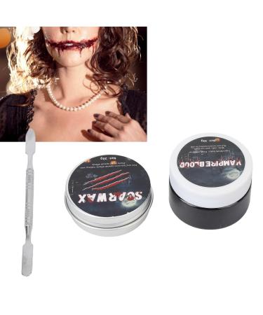 Body Paint Kit Halloween Scar Wax Special Effects Makeup Set Safe Cosplay Paint Kit Black White Scar Wax Set for Clotted Blood Wound Modeling with Spatula