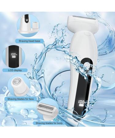 2-in-1 Wet/Dry Electric Razor for Women | Cordless, Waterproof Bikini Trimmer with Replaceable Facial Blade | Charging Dock & Head Base Included - Buy Online on GoSupps.com