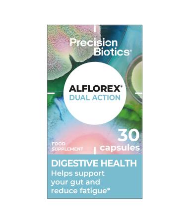 Alflorex Dual Action Daily Gut Health Probiotics - Helps Reduce Fatigue - Contains Bifidobacterium Longum Bacterial Culture Strains 35624 & 1714-30 Capsules.