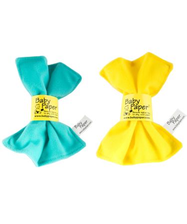 Baby Paper Original Crinkle Sensory Toy | Yellow and Turquoise 2-Pack | Bright Colors Washable and Non-Toxic Crinkle Paper for Babies | Perfect Bow Gift Topper Reusable as a Crinkle Toy