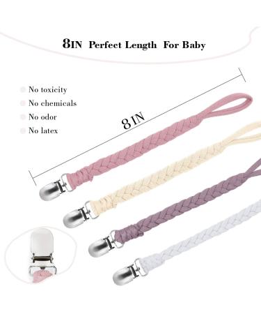 4 Pack Handmade Braided Rope Pacifier Clip Holder for Boy and Girl - Unisex Design in Purple - Buy Online on GoSupps.com