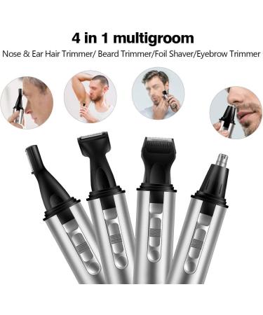4-in-1 Nose Hair Trimmer for Men - Waterproof Battery Powered Nose & Ear Clipper Eyebrow & Facial Hair Trimmer for Travel & Camping - Buy Online on GoSupps.com