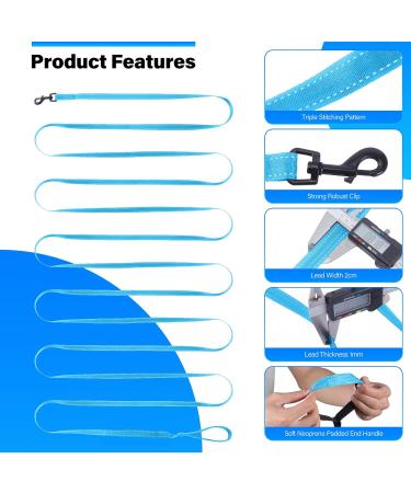 Loutep Reflecting Training Leash for Dogs - Extra Long Nylon leashes (3m to 30m) with Padded Handle - Durable Reflective Perfect for Large Medium & Small Dogs - Light Blue - Buy Online on GoSupps.com