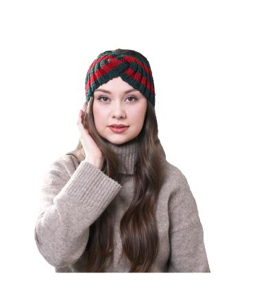 Chunky Knit Braided Winter Headband - Green | Elastic Hair Band for Women - Buy Online on GoSupps.com