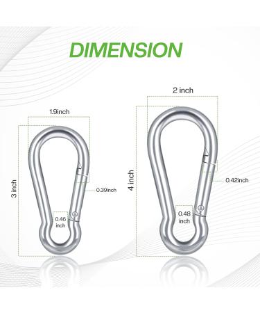 Marine Grade 316 Stainless Steel Carabiner Clips, Heavy Duty 4 Inch, 2 Pack - for Gym & Outdoor Activities - Buy Online on GoSupps.com