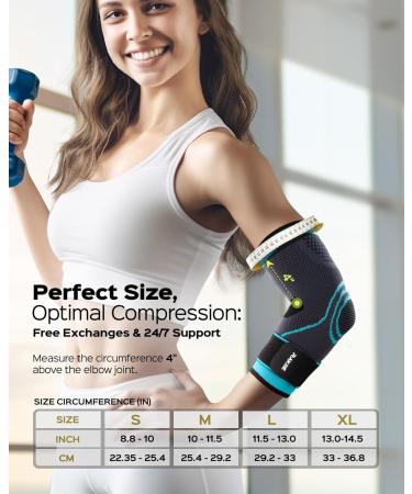 Rakiie Elbow Bandage 2 Pcs Compression Support for Tennis Arm & Tendonitis Unisex Sports Elbow Brace in Blue - Buy Online on GoSupps.com
