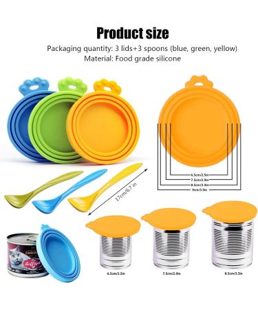 WASYPLSFOI Tin Can Lids Covers Lid Cover for Cans Tins Dog Cat Food Container Plastic 3 Standard Seal with Spoon 3+3 - Buy Online on GoSupps.com