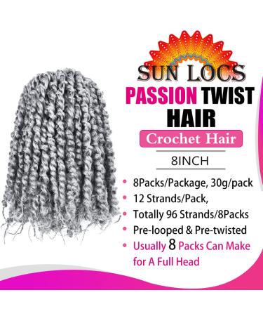Pre-twisted Passion Twist Crochet Hair 8 Packs 8 Inch Pre-looped Crochet Braids TGrey# - Synthetic Bohemian Braiding Hair Extensions for Black Women - Buy Online on GoSupps.com