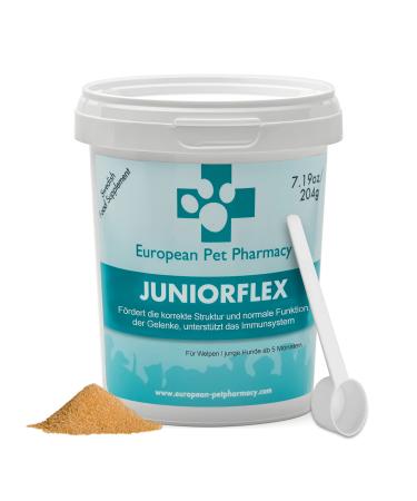 European Pet Pharmacy JUNIORFLEX 204g Powder - Joint Supplement for Puppies Vitamin C Omega 3 Green Lipped Mussel Powder for Dogs Joint Supplements for Dogs and Cats 4-18 Months