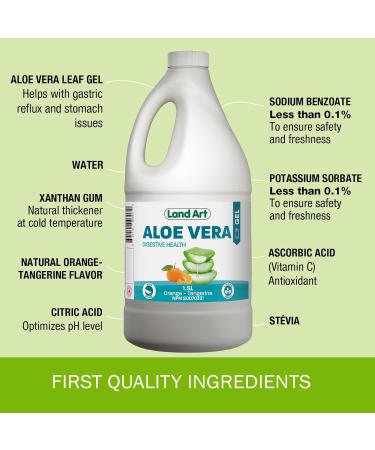 Pure Aloe Vera Drinkable Gel Orange-Tangerine 1.5L - for Heartburn Relief & Acid Reflux - Cold-Processed - from Organic Fresh Leaves - Made in Canada - Buy Online on GoSupps.com
