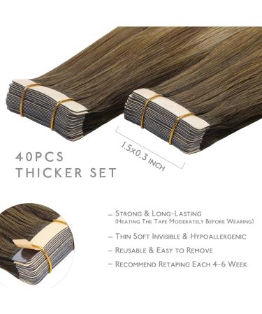 Shop If-of-Hearted Tape Extensions - 40PCs Real Hair 10 Inch Ombr Walnut Brown to Ash Brown & Blonde | Invisible Tape In Hair Extensions - Buy Online on GoSupps.com