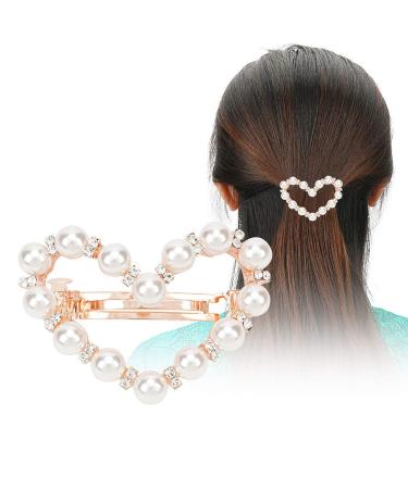 Heart-Shaped Pearl Hair Clip for Women - Fashionable Elegant Hair Accessories for Ladies - Buy Online on GoSupps.com