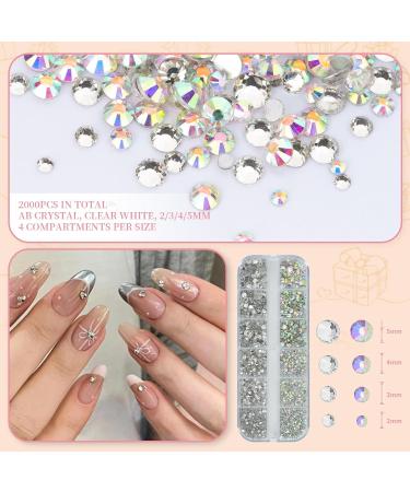 EARLMONI 7200 Pieces Rhinestones Nails Glitter Stones Colourful Rhinestones Nails Stones AB Pearls Diamonds with Tweezers and Pen Suitable for Nail DIY Design Nail Jewellery - Buy Online on GoSupps.com