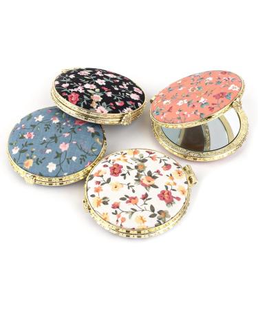 Framendino Retro Floral Pocket Mirror 4 Pack - Vintage Flowers Makeup Compact Mirrors for Women and Girls - Buy Online on GoSupps.com