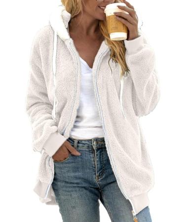 Shop Hanxiulin Oversized Plush Hoodie Coat for Women | Winter Jacket with Hood | 3XL Beige Casual Jacket - Buy Online on GoSupps.com
