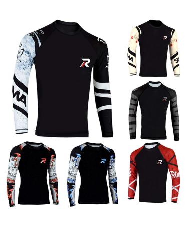 ROAR Long Sleeve MMA Rash Guard UFC Cage Fight BJJ Wear No Gi Training Shirts Large Zebra Print White