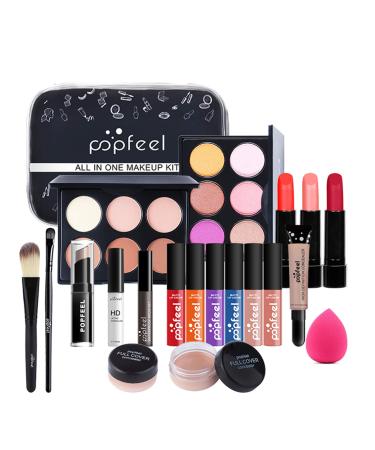 CHSEEA Makeup Gift Set Complete Starter Makeup Kit All-in-One Make Up Kit Lip Gloss Concealer Eyeshadow Palette Highly Pigmented Cosmetic Set for Teenage Girls & Adults #1 #1-20PCS