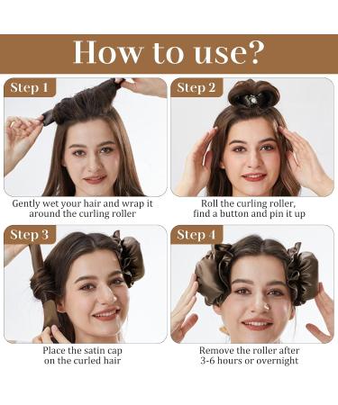 Heatless Curls Set - 3 Non-Slip Curlers for All Hair Lengths | DIY Overnight Curls | Brown Silk Hair Curler - Buy Online on GoSupps.com
