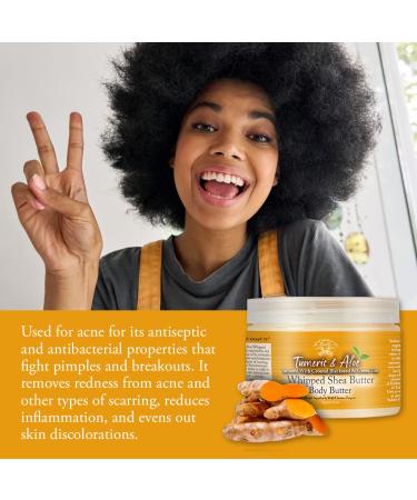 Yadain Turmeric & Aloe Whipped Shea Body Butter | Natural Moisturizing Cream for Face & Body | 12oz Skin Restoration & Protection - Buy Online on GoSupps.com