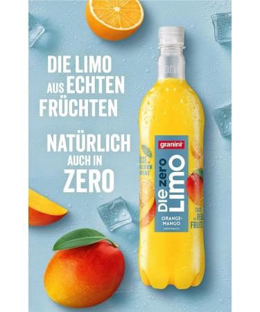 Granini Zero Orange Mango Soda (6x 1L) - Refreshing Vegan Real Fruit Flavor Low Calorie No Aspartame - Buy Online on GoSupps.com