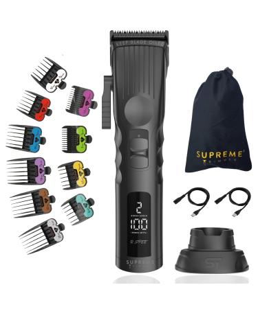 Supreme Trimmer 2Spee Hair Clipper (3.5 Hour Use) Removable Blades 2 Speeds Battery Display | Cordless Professional Barber - Easy Color Coded Guide Combs | STC922 Black