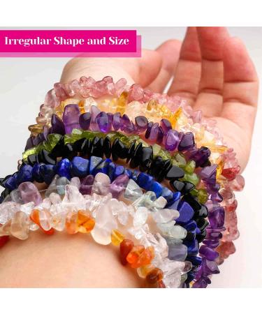 24 Colors Crystal Beads for Ring and Bracelet Making by Cridoz - Gemstone Chips Drilled for DIY Jewelry Projects - Buy Online on GoSupps.com