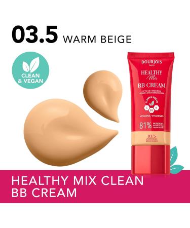  Bourjois Bourjois Healthy Mix 03.5 Warm Beige BB Cream Cream Foundation All-day Coverage and Hydration Vitamins C E and B5 Clean and Vegan Formula 30 ml - Buy Online on GoSupps.com