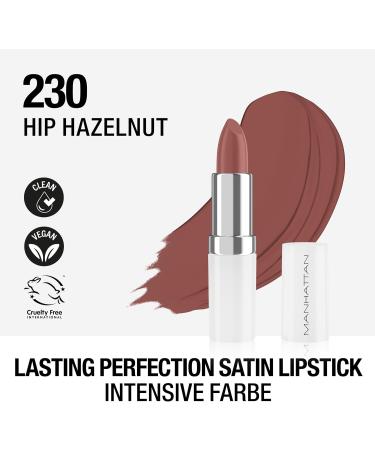 Coty Beauty Germany Manhattan Lasting Perfection Satin Lipstick 230 Hip Hazelnut lipstick for intensive longlasting color and moisturizing care - Buy Online on GoSupps.com