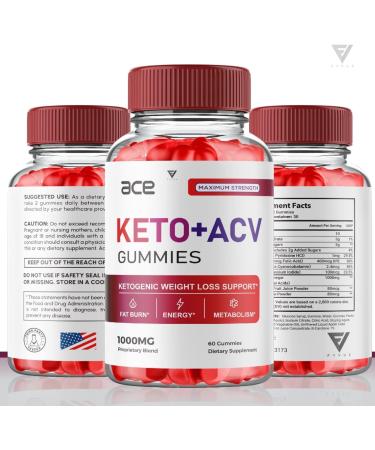 Ace Keto ACV Gummies - Advanced Weight Loss with Apple Cider Vinegar 525mg - Oprah Winfrey Approved - Beet Root Juice Folate - 60 Gummies - Buy Online on GoSupps.com