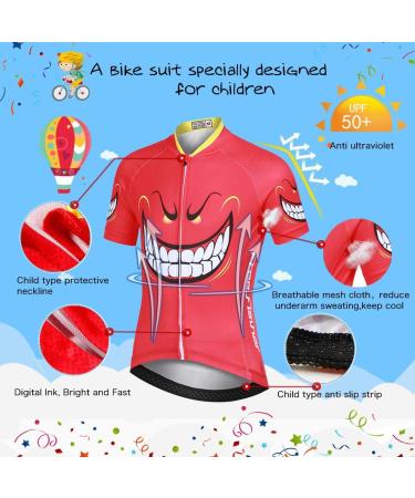 Children's Cycling Jersey Set for Boys & Girls | YFPICO Short Sleeve Bike Jersey & Shorts with Seat Pad - Red (Size 104-110) - Buy Online on GoSupps.com