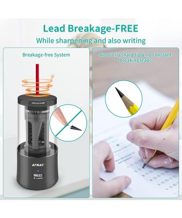 Electric Pencil Sharpener  AFMAT Regargeable Pencil Sharpener Hands-Free  Fully Automatic Pencil Sharpener for 6-7.8mm Colored Pencils  Fast Sharpening  No Uneven Tips  Ideal for Short Pencils Black - Buy Online on GoSupps.com