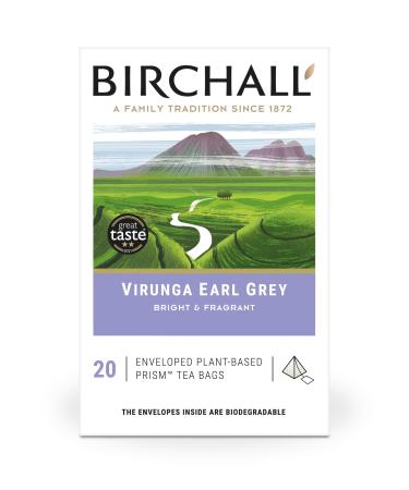 Birchall Tea Bags Virunga Earl Grey Tea Afternoon Black Tea Bursting with Full Flavour Perfect Vegan Gifts 20 Enveloped Plant-Based Prism Tea Bags - Buy Online on GoSupps.com