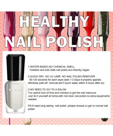 White Nail Polish Non-Toxic Nail Polish Peel Off & Quick Dry Nail Varnish No Odor Water Based Formula Nail Polish for Teens & Kids B118-Snow White - Buy Online on GoSupps.com