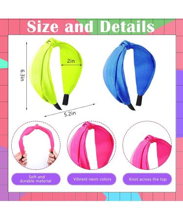 Yilloog 6 Pcs Neon Headbands for Women - Green Knotted Elastic Turban Hairband Set - 80s 90s Style Neon Hair Accessories - Perfect for Yoga, Running, Workout - Buy Online on GoSupps.com