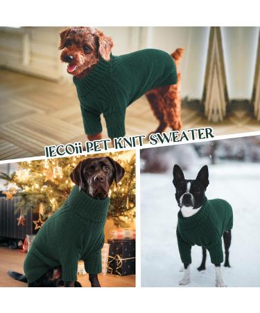 Iecoii Dog Sweater - Warm Turtleneck Winter Sweater for Small to Large Dogs & Cats | Perfect for Chihuahuas French Bulldogs & Labradors - X-Small Green - Buy Online on GoSupps.com