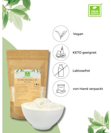 Coconut Milk Powder 500g - Vegan Protein Powder for Plant-Based & Lactose-Free Drinks - Sugar-Free Dried Coconut Milk Powder - Green Essence - Buy Online on GoSupps.com