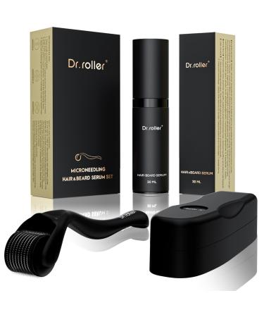 Dr.roller Beard Growth Kit Derma Roller 1mm and Beard Growth Oil 30ml Derma Roller for Hair Growth Microneedling Beard Roller Beard Oil Stimulate Beard and Hair Regrowth